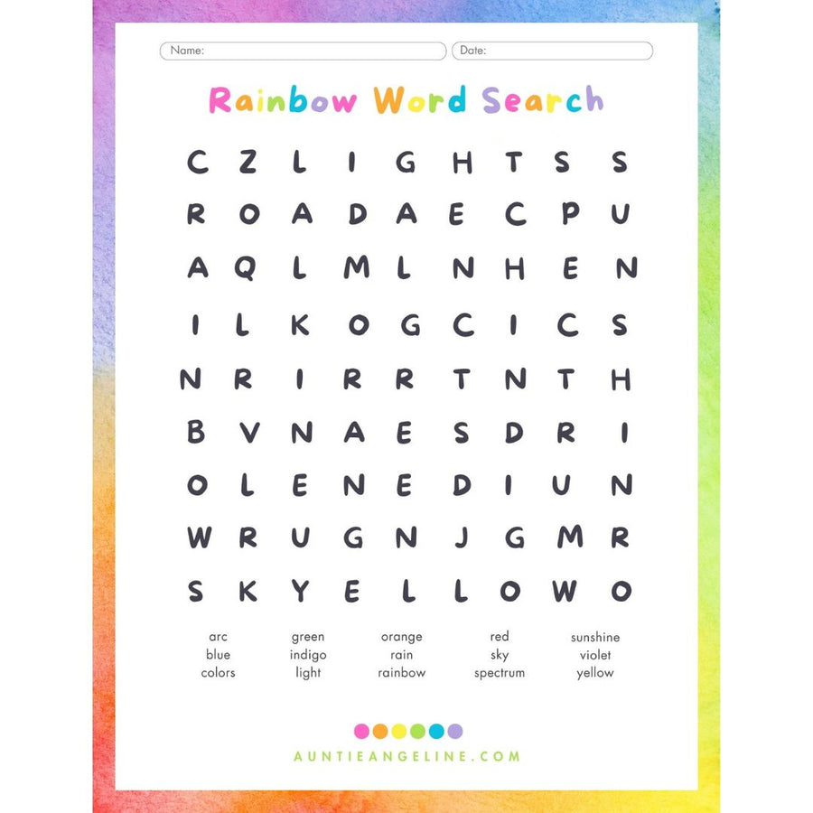 Rainbow Word Search