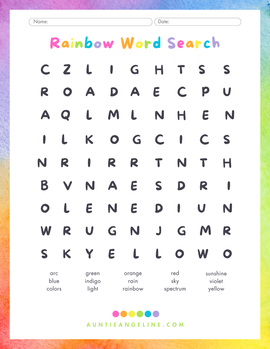 Rainbow Word Search
