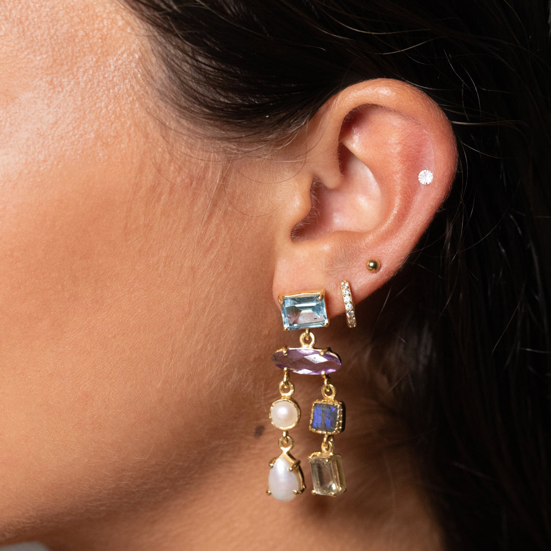 Multi Gem Drop Earrings