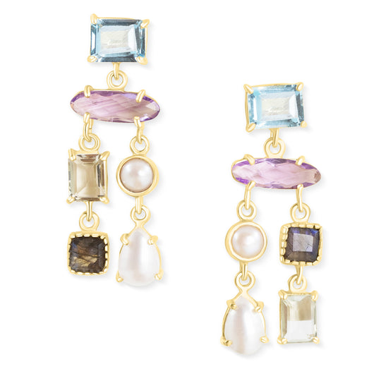Multi Gem Drop Earrings