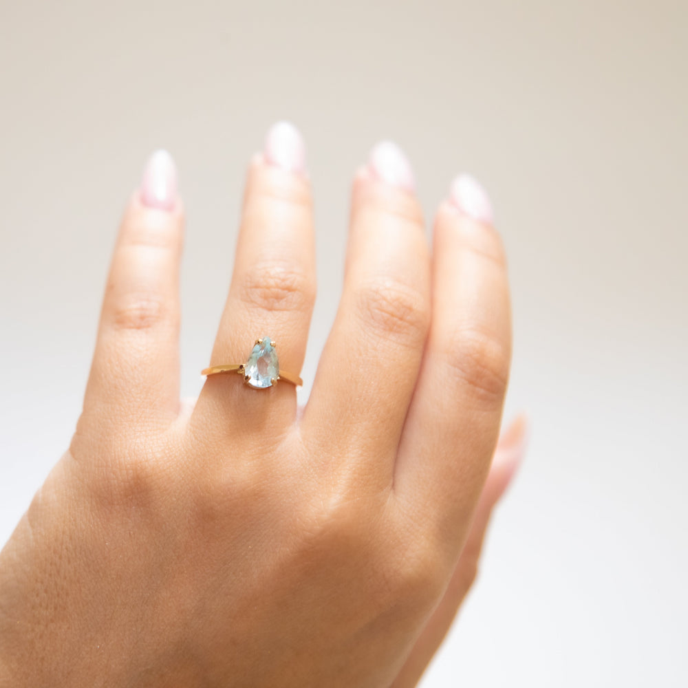 Pear-Shaped Aquamarine Ring