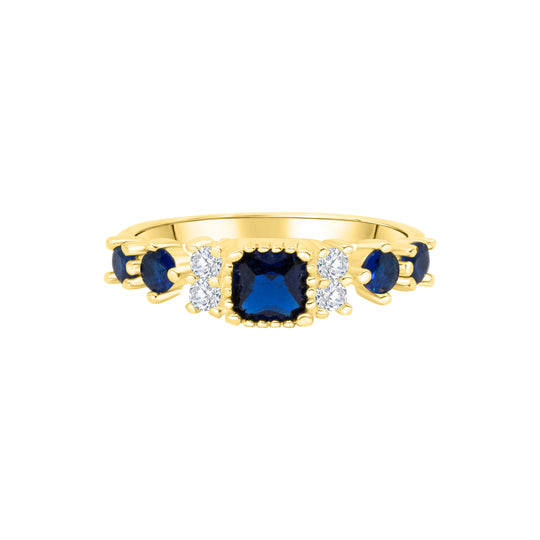 Lucy Simulated Sapphire and Diamond Ring