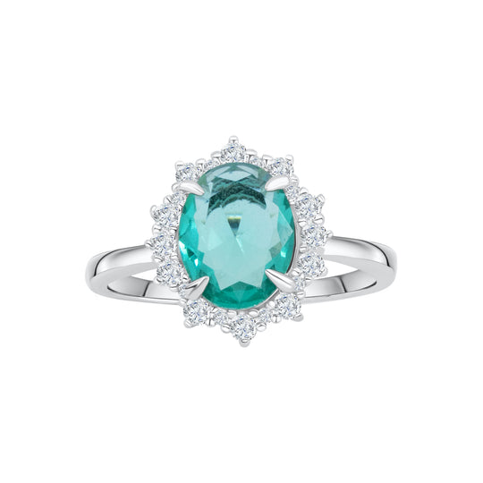 Paraiba Queen Diamond Halo Ring