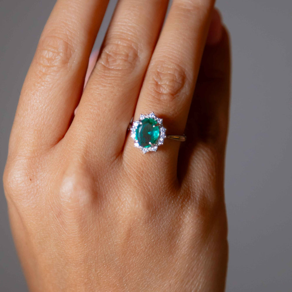 Paraiba Queen Diamond Halo Ring