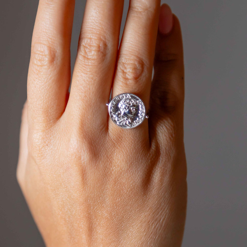 Silver Coin Adjustable Ring