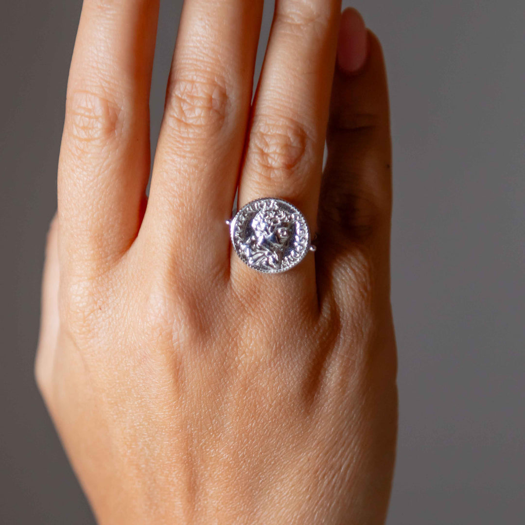 Silver Coin Adjustable Ring