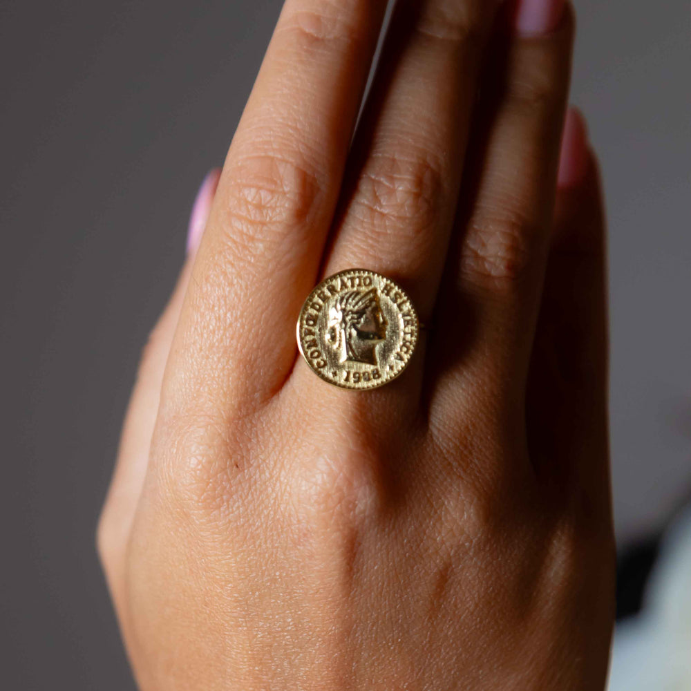 Gold Coin Adjustable Ring