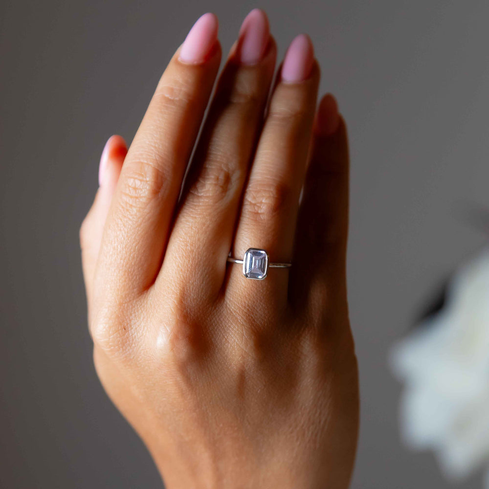 Esmerelda Bezel Simulated Diamond Travel Ring