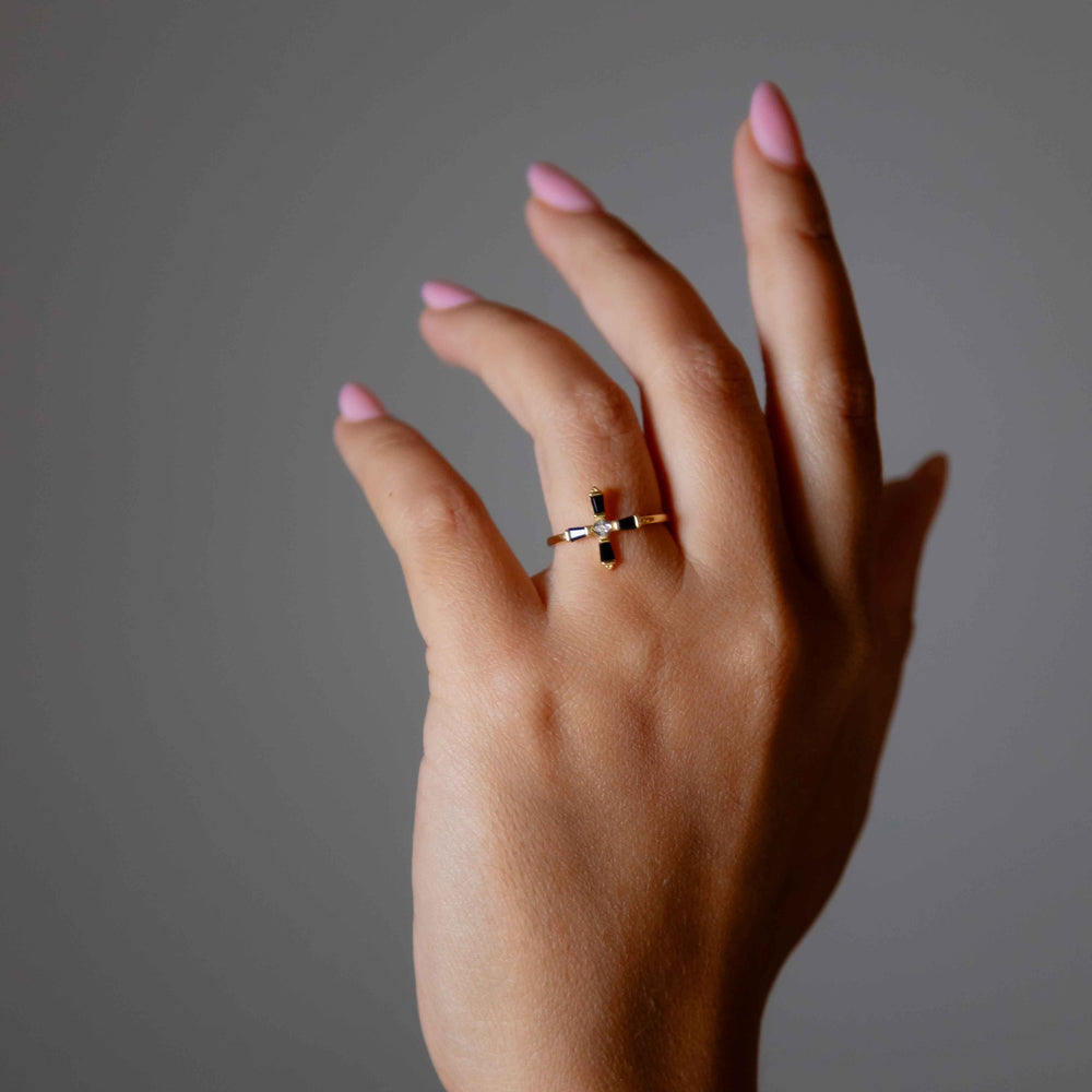 Onyx Cross Statement Ring