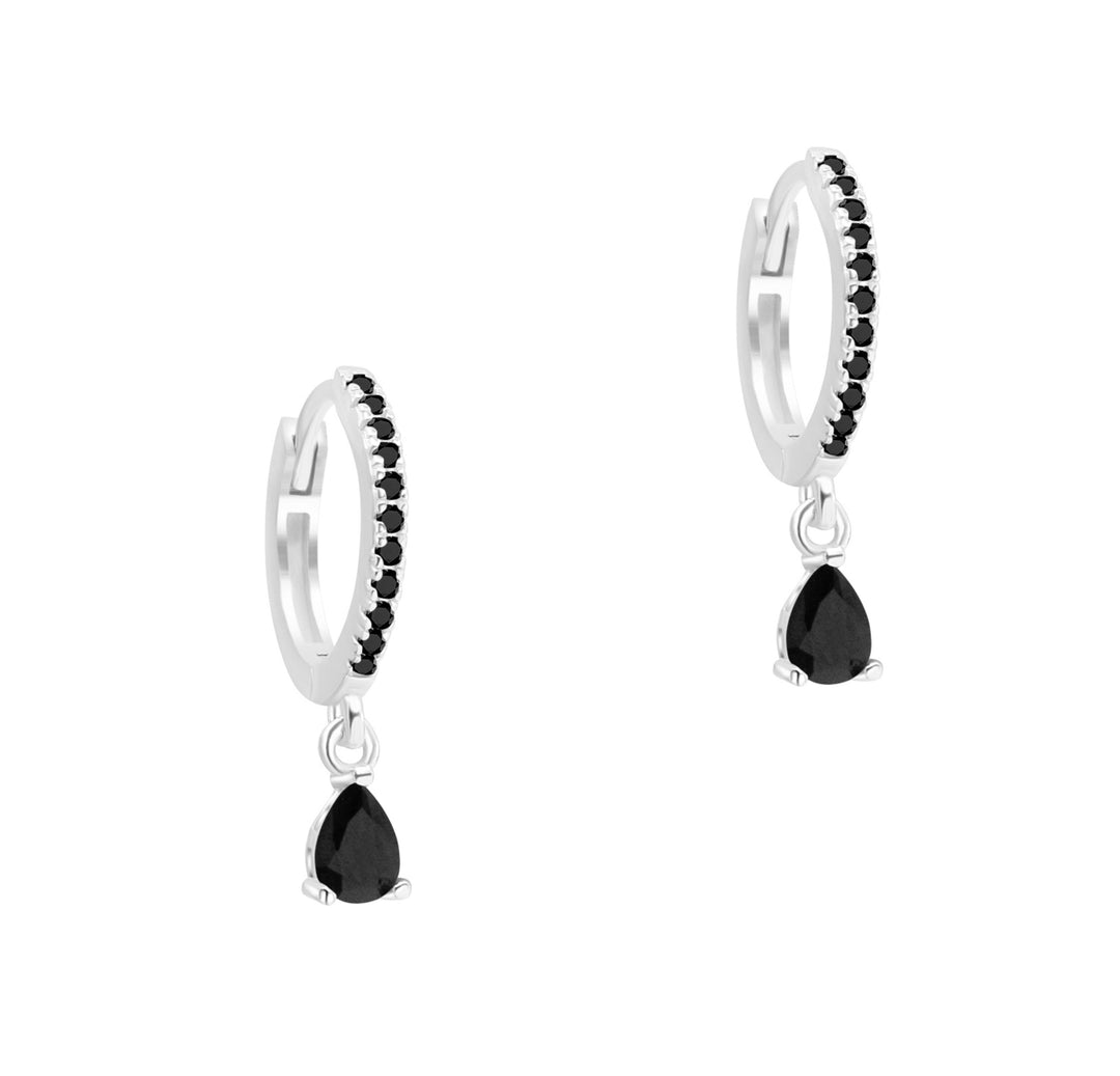 Onyx Pear Huggie Drop Earrings