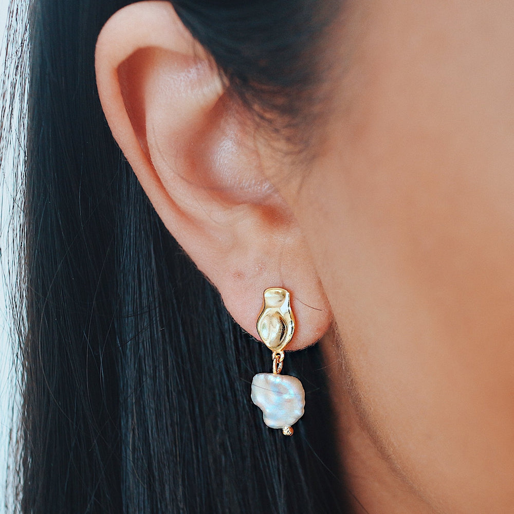 SYROS FRESHWATER PEARL DROP STUDS - Scada Australia