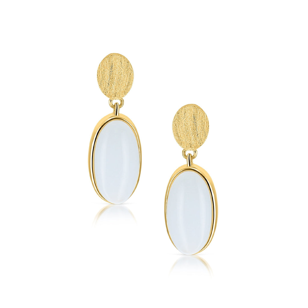 OVAL NATURAL STONE DROP EARRINGS - Scada Australia